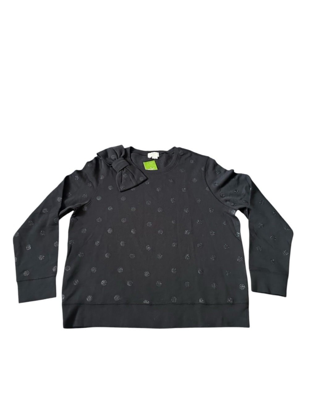 kate spade Black Crewneck Sweater with Shoulder Bow and Sparkle Dots